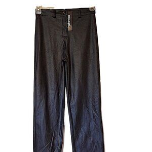 Women's BoHoo Size 4 Wide Leg Leather Look Trousers NWT